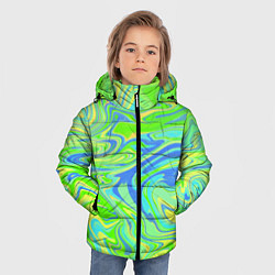 Куртка зимняя для мальчика Неоновая абстракция волны, цвет: 3D-светло-серый — фото 2