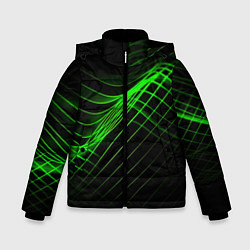 Куртка зимняя для мальчика Зеленые яркие линии, цвет: 3D-светло-серый