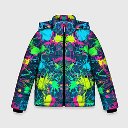 Куртка зимняя для мальчика Colorful blots - expressionism - vogue, цвет: 3D-красный