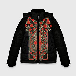 Куртка зимняя для мальчика Растительный цветочный орнамент - красные розы на, цвет: 3D-светло-серый