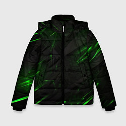 Куртка зимняя для мальчика Dark black green abstract, цвет: 3D-черный