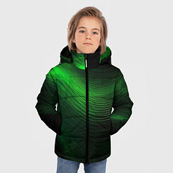 Куртка зимняя для мальчика Зеленое свечение абстракция, цвет: 3D-светло-серый — фото 2