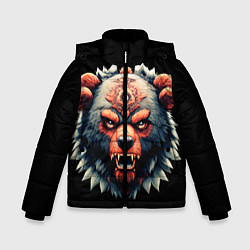 Куртка зимняя для мальчика С разъяренным медведем, цвет: 3D-черный