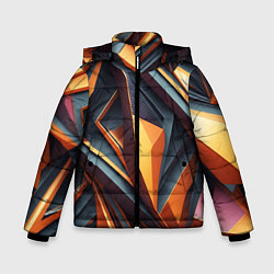 Куртка зимняя для мальчика Разноцветная 3D геометрия узоров метавселенной, цвет: 3D-черный