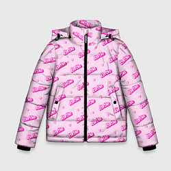 Куртка зимняя для мальчика Паттерн - Барби и сердечки, цвет: 3D-светло-серый