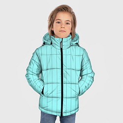 Куртка зимняя для мальчика Небесно-голубой полосатый, цвет: 3D-черный — фото 2