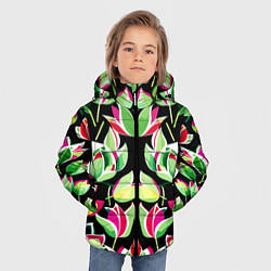 Куртка зимняя для мальчика Зеркальный паттерн из тюльпанов - мода, цвет: 3D-светло-серый — фото 2