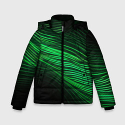 Куртка зимняя для мальчика Green neon lines, цвет: 3D-светло-серый