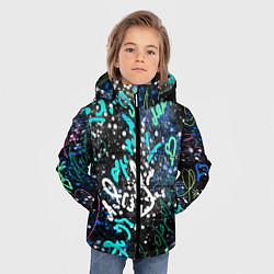 Куртка зимняя для мальчика Цветные росписи на чёрнам, цвет: 3D-светло-серый — фото 2