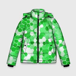 Куртка зимняя для мальчика Кибер Hexagon Зелёный, цвет: 3D-черный