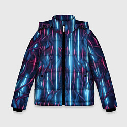 Куртка зимняя для мальчика Голубые кибер линии, цвет: 3D-черный
