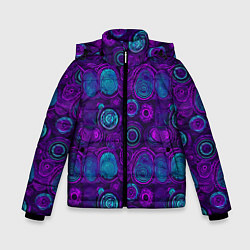 Куртка зимняя для мальчика Неоновые круги узор, цвет: 3D-черный