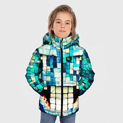 Куртка зимняя для мальчика Смайлик из бирюзовой мазайке, цвет: 3D-черный — фото 2
