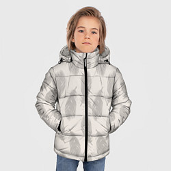 Куртка зимняя для мальчика Бежевый паттерн с перьями, цвет: 3D-черный — фото 2