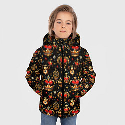 Куртка зимняя для мальчика Сердечки в золотых коронах, цвет: 3D-черный — фото 2