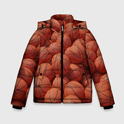 Куртка зимняя для мальчика Узор с баскетбольными мячами, цвет: 3D-красный
