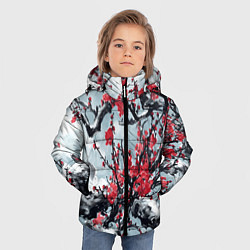 Куртка зимняя для мальчика Лепестки цветущей вишни - сакура, цвет: 3D-светло-серый — фото 2