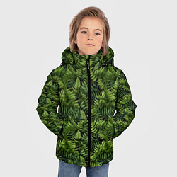 Куртка зимняя для мальчика Листья папоротника паттерн, цвет: 3D-черный — фото 2