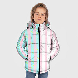 Куртка зимняя для мальчика Полоска Барби и Кена - сплит: нежно-мытный и розов, цвет: 3D-черный — фото 2