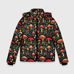 Зимняя куртка для мальчика Сказочные грибы мухоморы паттерн