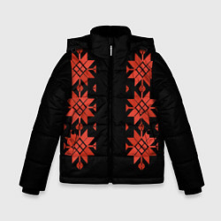Куртка зимняя для мальчика Удмуртский - вертикаль black 2, цвет: 3D-красный