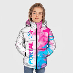 Куртка зимняя для мальчика Portal neon gradient style: по-вертикали, цвет: 3D-черный — фото 2