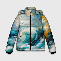 Куртка зимняя для мальчика Штормовые волны океана, цвет: 3D-светло-серый