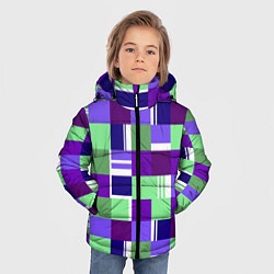 Куртка зимняя для мальчика Ретро квадраты баклажановые, цвет: 3D-черный — фото 2