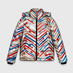 Зимняя куртка для мальчика Новогодние линии синий и красный