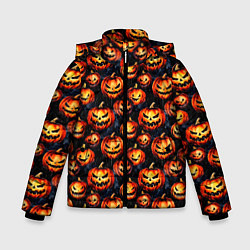 Куртка зимняя для мальчика Весёлые тыквы на Хеллоуин паттерн, цвет: 3D-красный