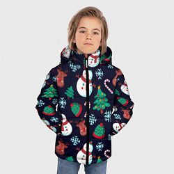 Куртка зимняя для мальчика Снеговички с рождественскими оленями и елками, цвет: 3D-черный — фото 2
