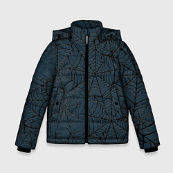 Куртка зимняя для мальчика Паутина тёмно-синий, цвет: 3D-черный