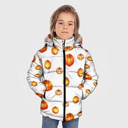 Куртка зимняя для мальчика Оранжевые тыквы - паттерн, цвет: 3D-светло-серый — фото 2
