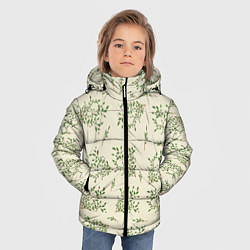 Куртка зимняя для мальчика Веточки с зелеными листьями, цвет: 3D-черный — фото 2