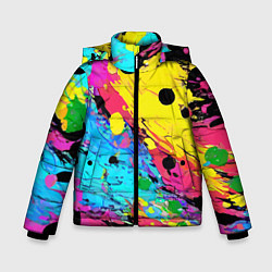 Куртка зимняя для мальчика Цветная абстракция - живопись, цвет: 3D-черный