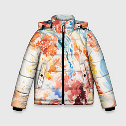 Куртка зимняя для мальчика Абстрактные контрастные волны, цвет: 3D-светло-серый