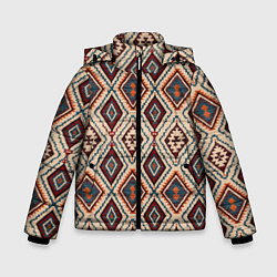 Куртка зимняя для мальчика Ковёр этнические узоры, цвет: 3D-черный