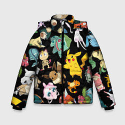 Куртка зимняя для мальчика Пикачу и другие покемоны, цвет: 3D-черный