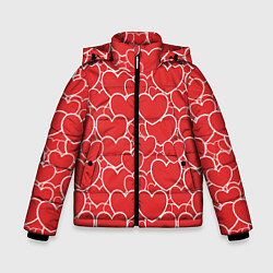 Куртка зимняя для мальчика Сердечки любви, цвет: 3D-черный