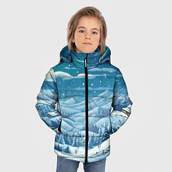 Куртка зимняя для мальчика Новогодний пейзаж природа, цвет: 3D-светло-серый — фото 2
