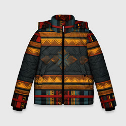 Куртка зимняя для мальчика Этнический рисунок в полоску, цвет: 3D-красный