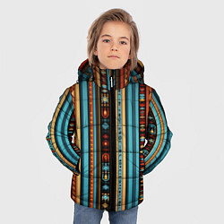 Куртка зимняя для мальчика Этнический паттерн в вертикальную полоску, цвет: 3D-красный — фото 2