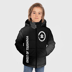 Куртка зимняя для мальчика Ghost of Tsushima glitch на темном фоне вертикальн, цвет: 3D-черный — фото 2