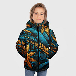 Куртка зимняя для мальчика Узор с растительными элементами, цвет: 3D-черный — фото 2