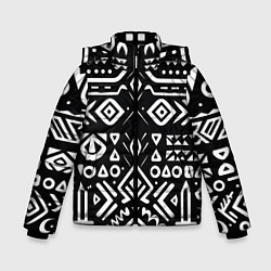 Куртка зимняя для мальчика Черно-белый абстрактный паттерн, цвет: 3D-красный