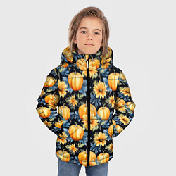 Куртка зимняя для мальчика Паттерн тыквы и цветы, цвет: 3D-светло-серый — фото 2