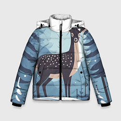 Куртка зимняя для мальчика Зимняя сказка олень в лесу, цвет: 3D-светло-серый
