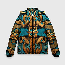 Куртка зимняя для мальчика Орнамент в норвежском стиле, цвет: 3D-черный