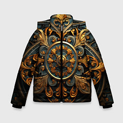 Куртка зимняя для мальчика Круглый орнамент в викингском стиле, цвет: 3D-черный