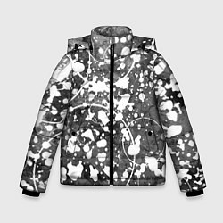Куртка зимняя для мальчика Абстракция - круги на сером, цвет: 3D-черный
